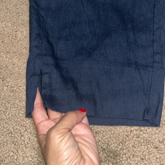 J. Jill Cropped Linen Stretch Wide Leg Pants Navy Blue 2X - Picture 4 of 8